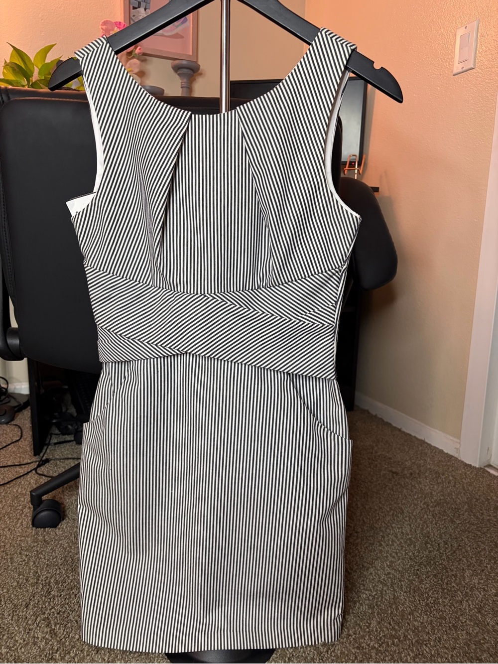 Teeze Me Black & White Striped Sleeveless Sheath Dress